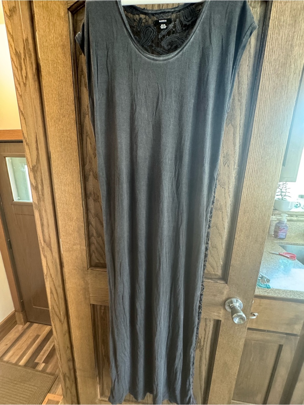 RUDSAK Charcoal Lace-Back Sleeveless Maxi Dress